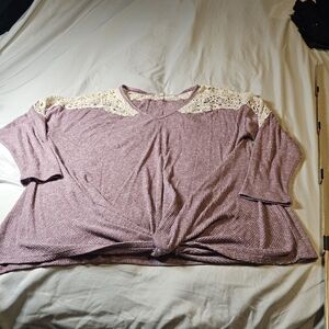 Women's Lace Accent Knit Top - Purple